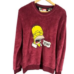 Cedar Wood State The Simpsons Homer Simpson Fleece Sweatshirt Burgundy Maroon M